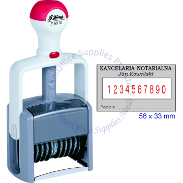 SHINY SELF INKING 10-BAND NUMBER STAMP W/RUBBER E-9510 56x33MM