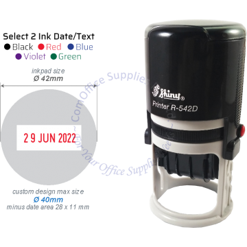SHINY SELF INKING STAMP W/DATE W/RUBBER R-542D 42MM