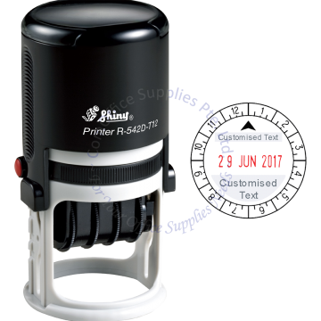SHINY SELF INKING STAMP W/DATE&TIME W/RUBBER R-542D-T12 42MM 12HRS