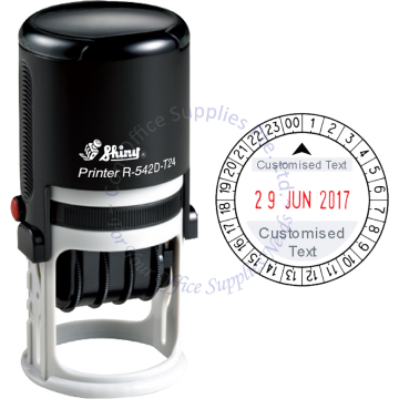 SHINY SELF INKING STAMP W/DATE&TIME W/RUBBER R-542D-T24 42MM 24HRS