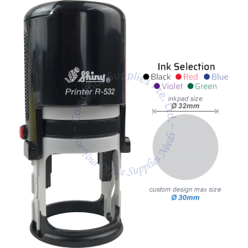 SHINY SELF INKING STAMP W/RUBBER R-532 32MM