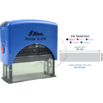 SHINY SELF INKING STAMP W/RUBBER S-308 45x10MM