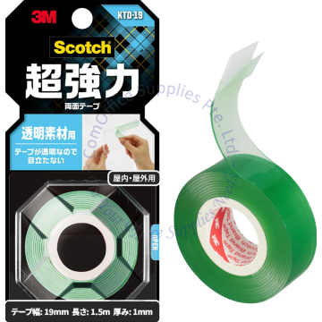 3M SCOTCH SUPER HEAVY DUTY MOUNTING TAPE KTD19 19MMx1.5M (CLEAR)