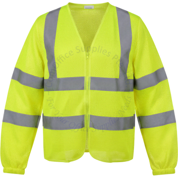 GREEN SAFETY ZIP VEST W/GREY REFLECTIVE (LONG SLEEVE) #U-SV02LSL