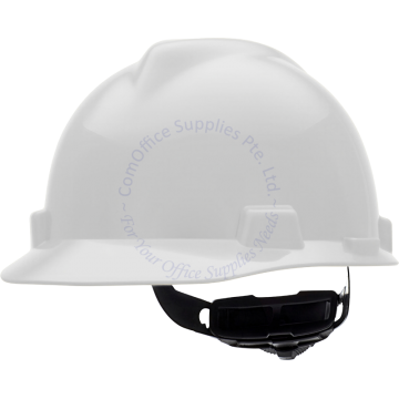 MSA V-GARD HELMET C/W FAS-TRAC RATCHET SUSPENSION W/CHIN STRIP #475358 WHITE