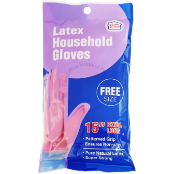HOMEPROUD LATEX HOUSEHOLD GLOVES (EXTRA LONG 15") 2s - FREE SIZE