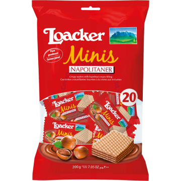 LOACKER CLASSIC MINI CRISPY WAFERS (10Gx20s) - NAPOLITANER (HAZELNUT)