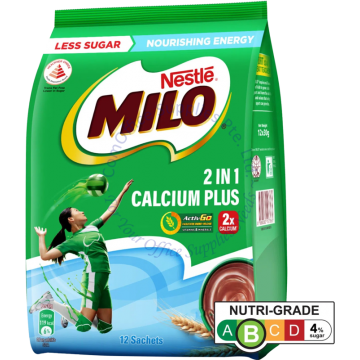 MILO INSTANT CHOCOLATE MALT 2-IN-1 CALCIUM PLUS (30Gx12s)