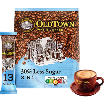 OLD TOWN INSTANT WHITE COFFEE 3-IN-1 - LESS SUGAR (31.6Gx13s)