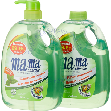 MAMA LEMON DISHWASHING LIQUID PUMP 1000ML + REFILL (TWIN PACK) - GREEN TEA
