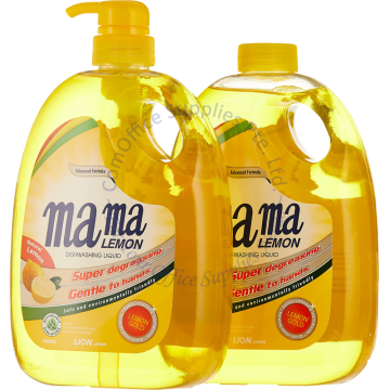 MAMA LEMON GOLD DISHWASHING LIQUID PUMP 1000ML + REFILL (TWIN PACK) - NATURAL LEMON