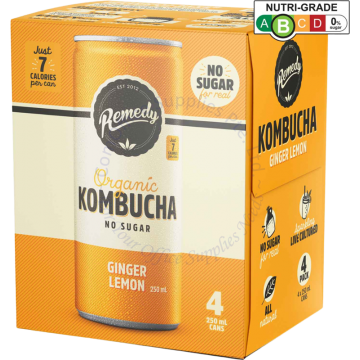 REMEDY ORGANIC KOMBUCHA (250MLx4s) - GINGER LEMON