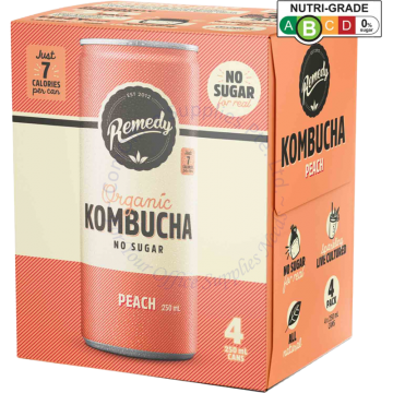 REMEDY ORGANIC KOMBUCHA (250MLx4s) - PEACH