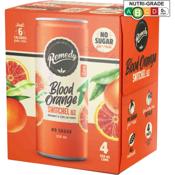 REMEDY ORGANIC KOMBUCHA (250MLx4s) - SWITCHEL BLOOD ORANGE
