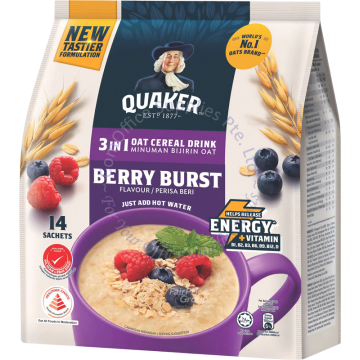 QUAKERS 3-IN-1 OAT CEREAL DRINK (30Gx14s) - BERRY BURST