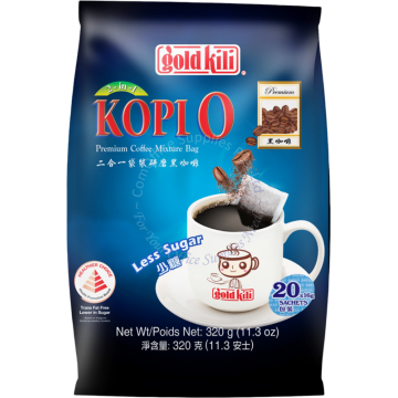 GOLD KILI 2-IN-1 INSTANT PREMIUM KOPI-O (16Gx20s) - LESS SUGAR (SIEW DAI)