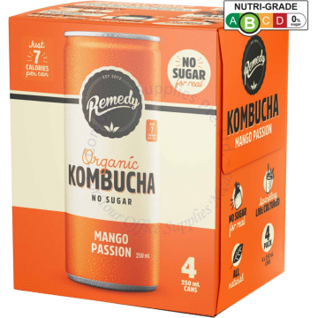 REMEDY ORGANIC KOMBUCHA (250MLx4s) - MANGO PASSION