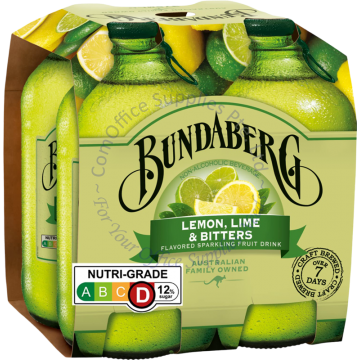 BUNDABERG BOTTLE DRINK (375MLx4s) - LEMON, LIME & BITTERS