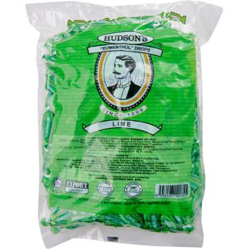 HUDSON'S EUMENTHOL CANDY DROPS 1.2KG (EST. 400s) - LIME