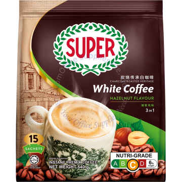 SUPER 3-IN-1 INSTANT CHARCOAL ROASTED WHITE COFFEE (33Gx15s) - HAZELNUT