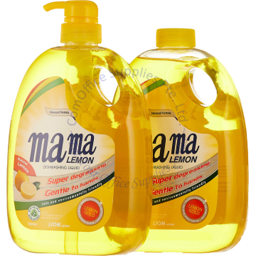 MAMA LEMON GOLD DISHWASHING LIQUID PUMP 1000ML + REFILL (TWIN PACK) - NATURAL LEMON