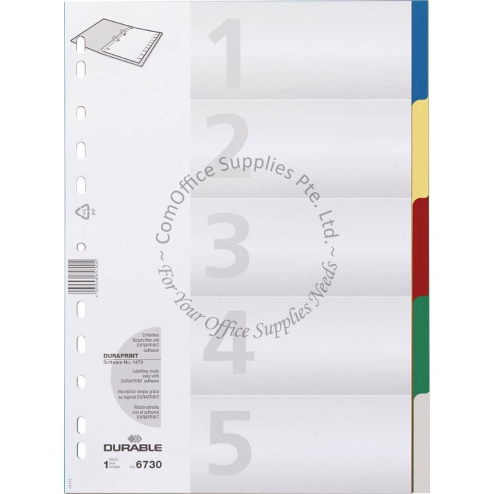 DURABLE 5 PP COLOR DIVIDER #6730 A4